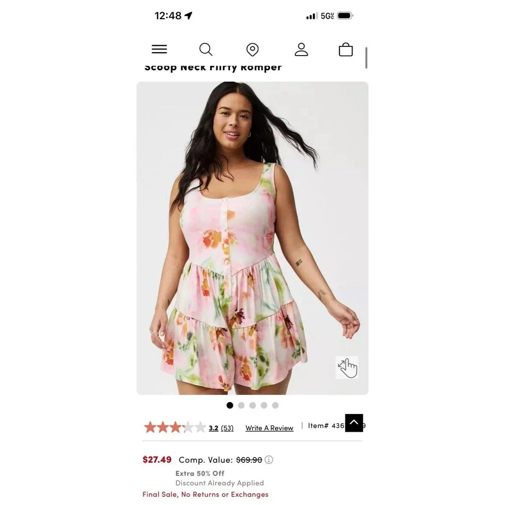 torrid Pink Floral Tiered Button-Front Jumpsuit - Picture 10 of 11